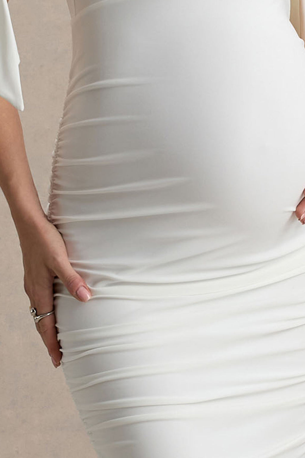 Chandelier | White Bardot Maternity Midi Dress With Bow Details