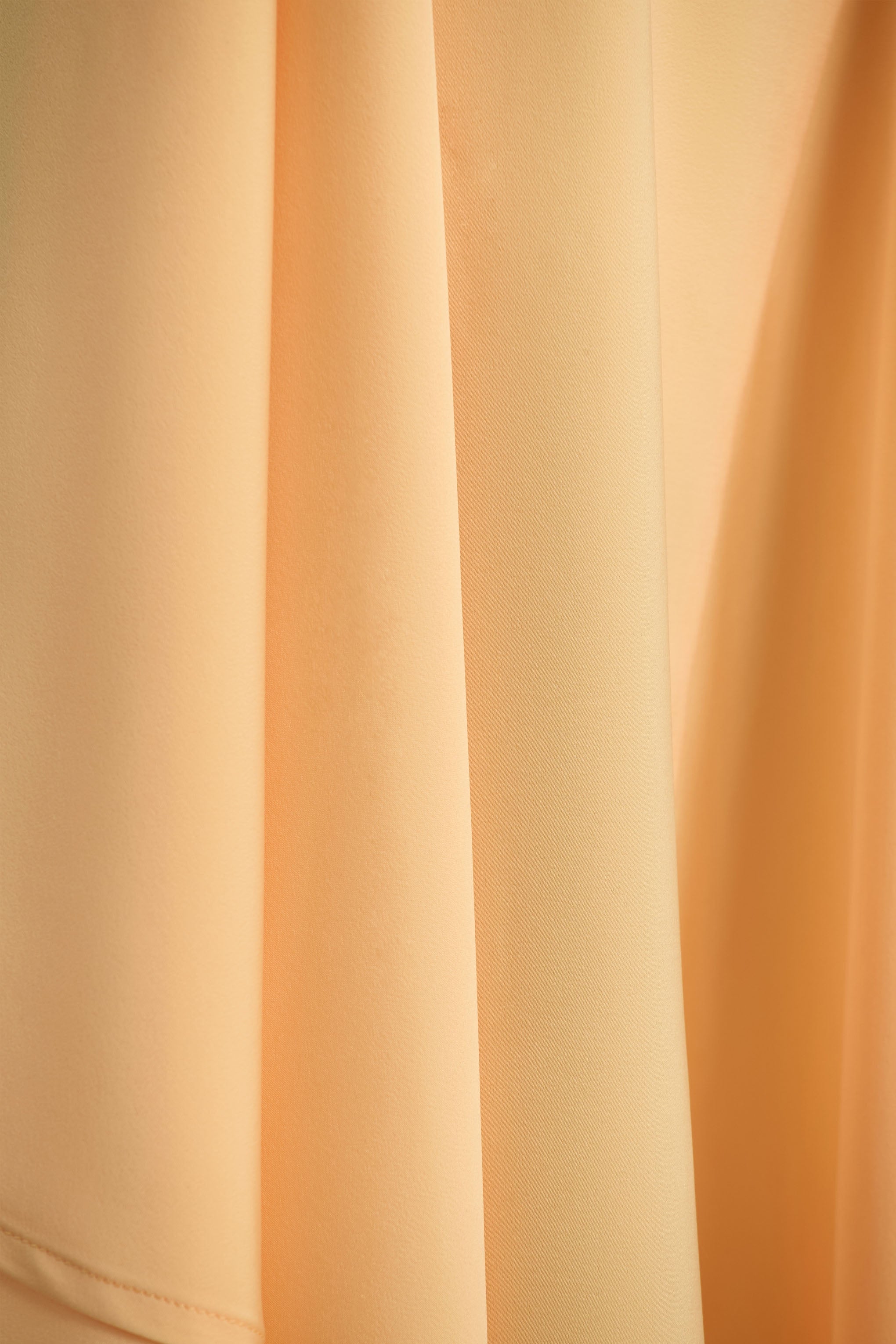 Glint | Peach Satin Plunge-Neck Maxi Dress With Asymmetric Hem