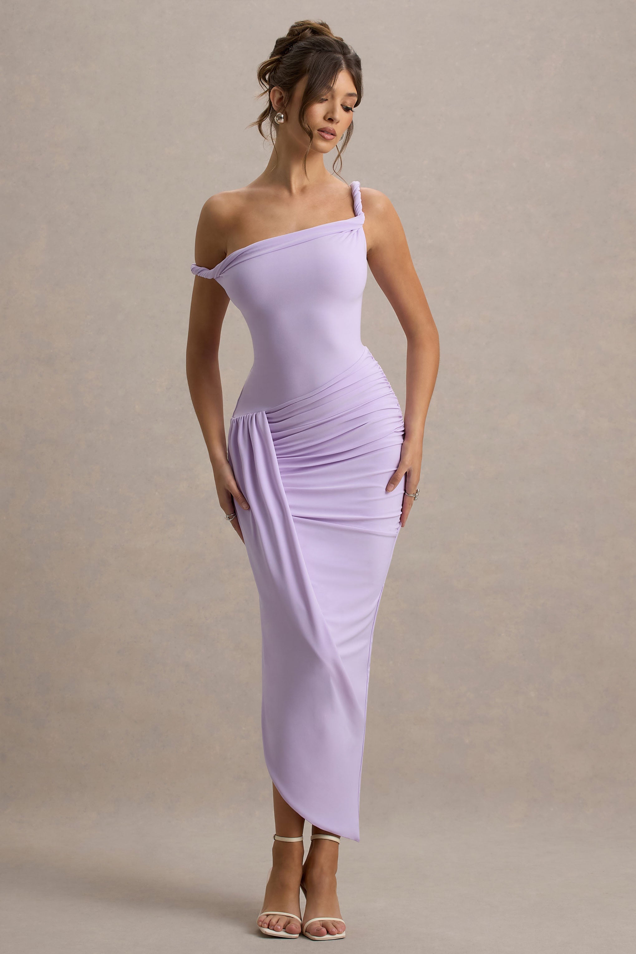 Angelique | Lilac Twisted Asymmetric Maxi Dress