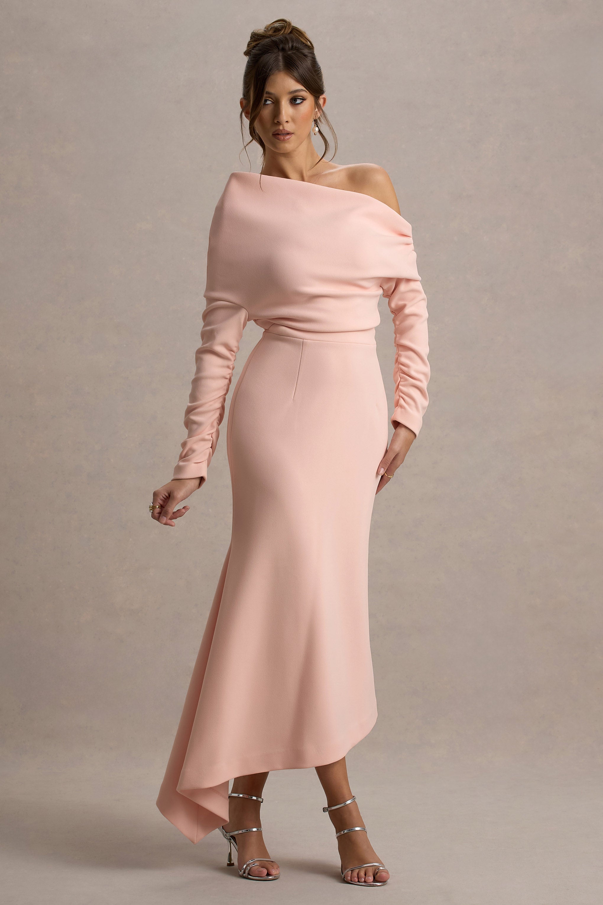 Lou | Pink One-Shoulder Asymmetric Maxi Dress