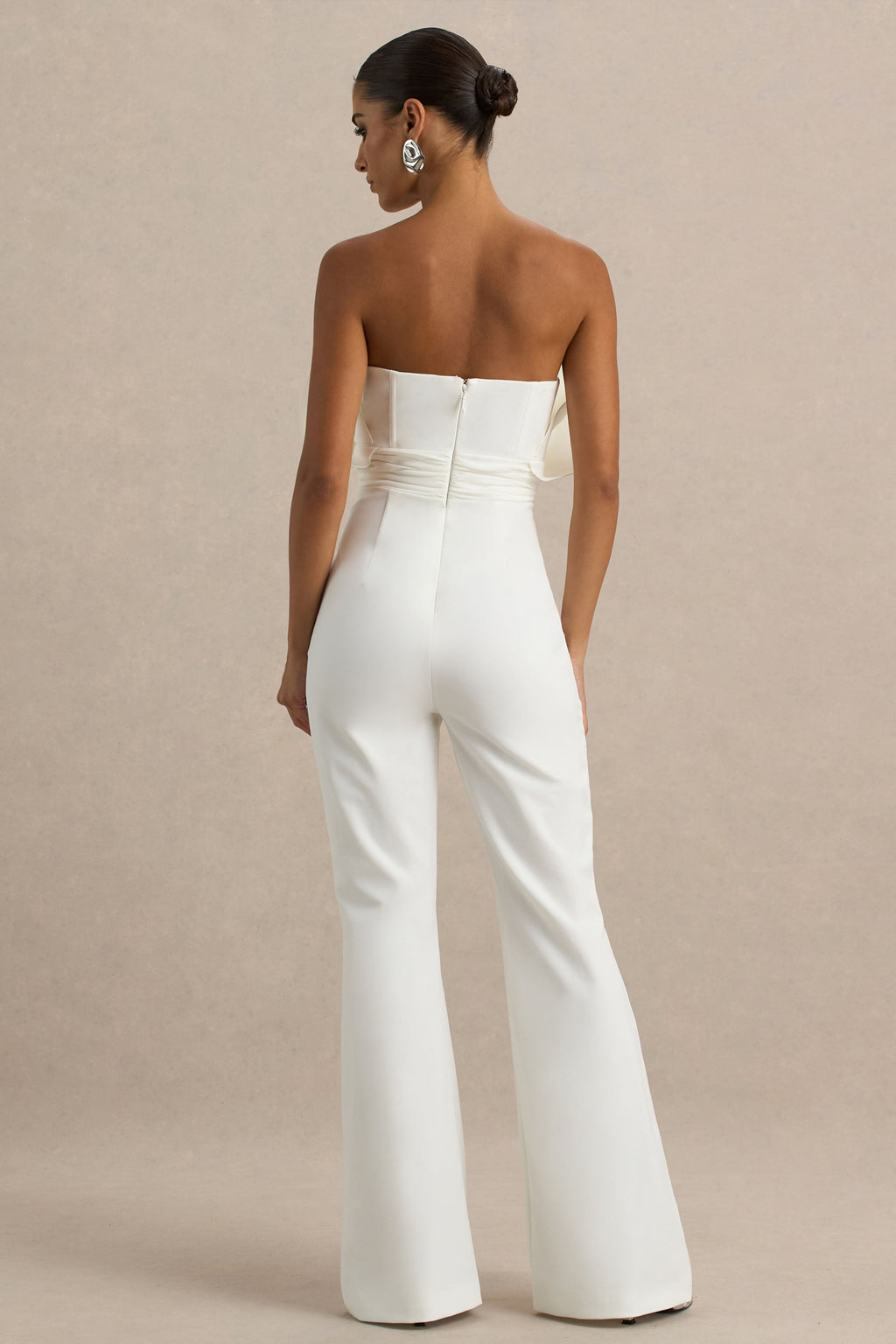 Riga | White Ruffled Asymmetric Jumpsuit