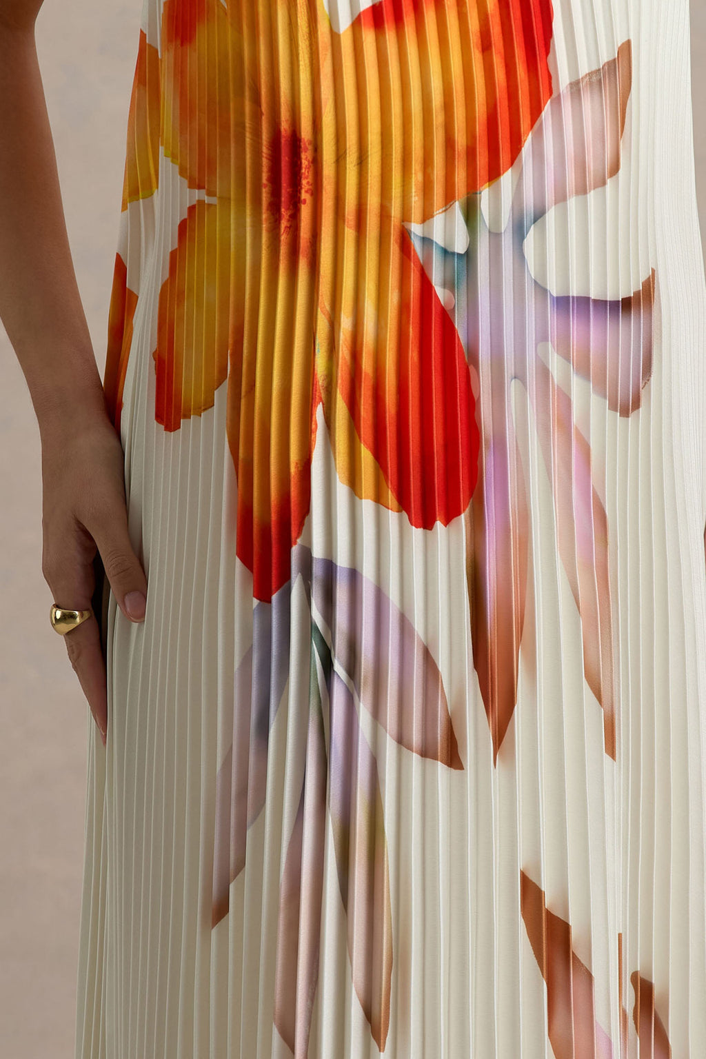 Bergamot | Orange Floral Satin Sweetheart Maxi Dress