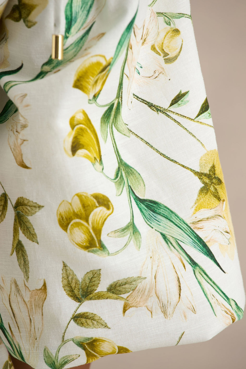 Amberly | White Linen Botanical Print Plunge-Neck Ruffled Crop Top